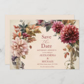 Unieke Victoriaans Royal Floral bruiloft Save The Date (Voorkant / Achterkant)