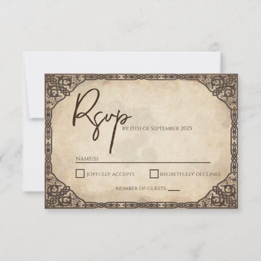 Unieke Viking geïnspireerde RSVP-kaart RSVP Kaartje (Voorkant)
