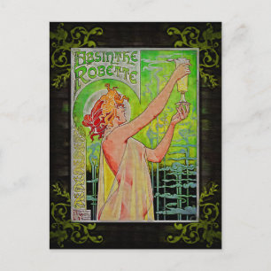 Unieke Vintage Absinthe Green Fairy Briefkaart
