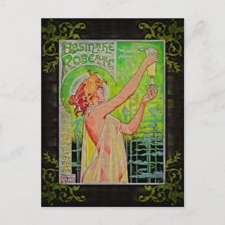Unieke Vintage Absinthe Green Fairy Briefkaart