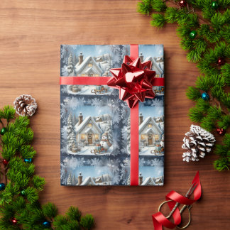 Unieke vintage Christmas Scenery Paper Borden Cadeaupapier