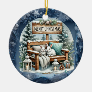 Unieke vintage Christmas Scenery Paper Borden Keramisch Ornament