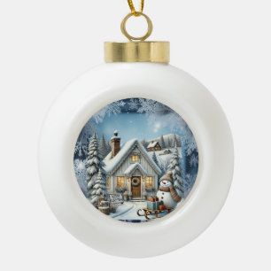Unieke vintage Christmas Scenery Paper Borden Keramische Bal Ornament