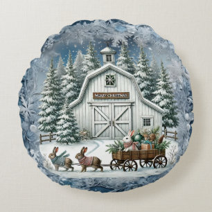 Unieke vintage Christmas Scenery Paper Borden Rond Kussen