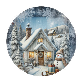 Unieke vintage Christmas Scenery Paper Borden Snijplank