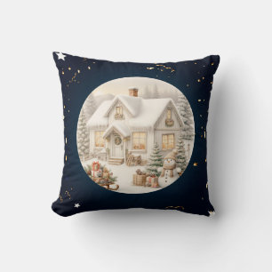 Unieke vintage kerstlandschap kussen
