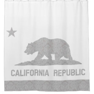 Unieke vlag van het Damaspatroon van Californië Douchegordijn