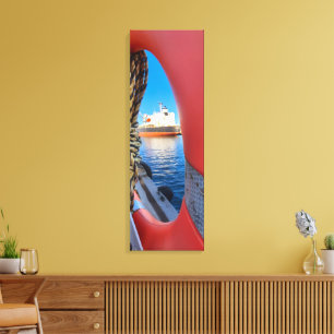 Unieke Vrachtschip Nautische Fotografie Lifebuoy Canvas Afdruk