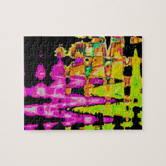 Unieke Waterverf kunstwerken: Paarse, zwarte en Li Legpuzzel (Horizontaal)