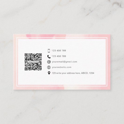 Unieke waterverf QR-code sociale media persoonlijk Visitekaartje (Achterkant)