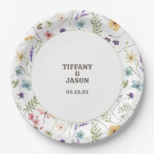 Unieke Waterverf Wildflower bruiloft Papieren Bordje (Voorkant)