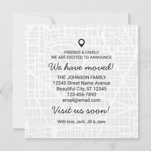 Unieke we hebben Map New Home Address Moving Aankondiging (Achterkant)