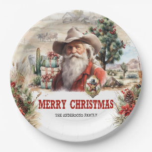 Unieke westerne stijl Santa met sheriff badges Papieren Bordje
