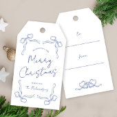 Unieke Whimsical Blue & White Winter Kerstmis Cadeaulabel