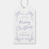 Unieke Whimsical Blue & White Winter Kerstmis Cadeaulabel (Voorkant)