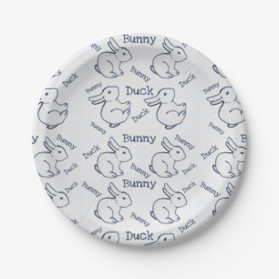 Unieke White Rabbit Duck Lighting Tekening Paasen Papieren Bordje