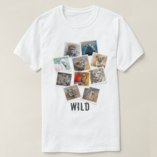 Unieke Wilde Dieren Foto Frame Collage T-shirt