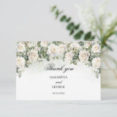 Unieke Witte Rozen Bloementuin groen bruiloft Bedankkaart (Staand voorkant)