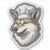 Unieke Wolf Chef Schattig Diergrafisch Sticker (Voorkant)