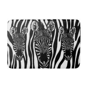 Unieke zebra kop op zebraprint badmat