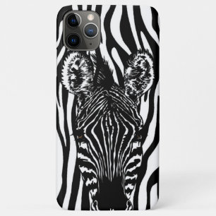 Unieke zebra kop op zebraprint iPhone 11 pro max hoesje