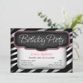 Unieke Zebra Print Pink Birthday Invitations Kaart (Staand voorkant)