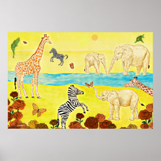 Unieke zebra's poster