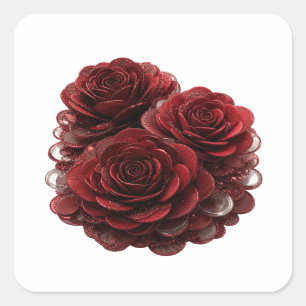 Unieke zilveren RODE ROZEN EN MUNTEN Sticker Print