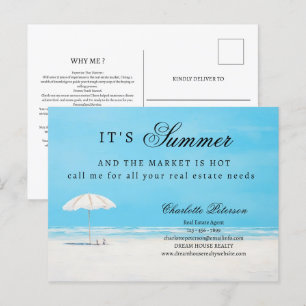 Unieke zomer vastgoedmarketing of prospectie briefkaart
