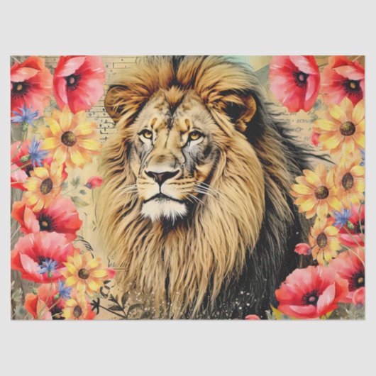 Unieke zonnebloemen rode papaver leeuwenkop tissuepapier (Voorkant)