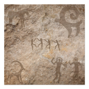 Unieke Zuidwest Petroglyphen Inheemse Schilderijen Perfect Poster
