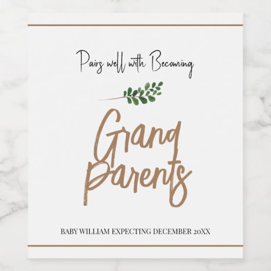 Unieke Zwangerschap Baby aankondiging grootouders Wijn Etiket (Enkel label)