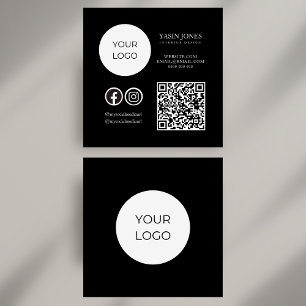 Unieke zwart-wit QR Code Social Media Vierkante Visitekaartje