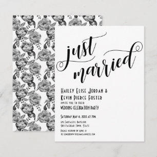 Unieke Zwart Witte Net Getrouwd Typografie Pioenro Kaart