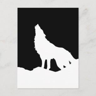 Unieke zwarte en witte Pop Art Wolf Silhouette Briefkaart
