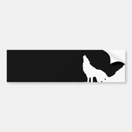 Unieke zwarte en witte Pop Art Wolf Silhouette Bumpersticker (Voorkant)