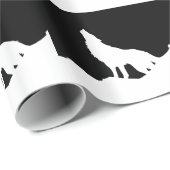 Unieke zwarte en witte Pop Art Wolf Silhouette Cadeaupapier (Rol Hoek)