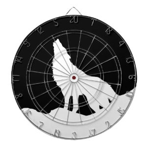 Unieke zwarte en witte Pop Art Wolf Silhouette Dartbord