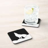 Unieke zwarte en witte Pop Art Wolf Silhouette Onderzetter (Rechterzijde)
