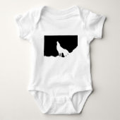 Unieke zwarte en witte Pop Art Wolf Silhouette Romper (Voorkant)