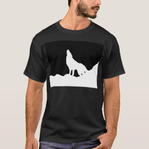 Unieke zwarte en witte Pop Art Wolf Silhouette T-shirt