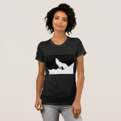 Unieke zwarte en witte Pop Art Wolf Silhouette T-shirt (Voorkant volledig)