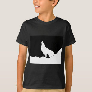 Unieke zwarte en witte Pop Art Wolf Silhouette T-shirt