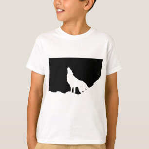 Unieke zwarte en witte Pop Art Wolf Silhouette T-shirt
