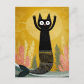 Unieke Zwarte Kitty Zeemeermin Briefkaart (Voorkant)