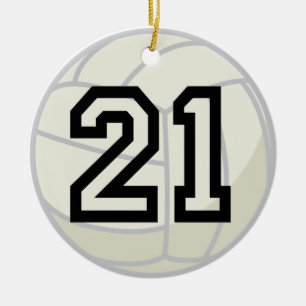 Uniform nummer 21 volleybalspeler keramisch ornament