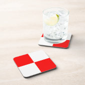 Uniform rood wit gevist vierkant onderzetter (Rechterzijde)