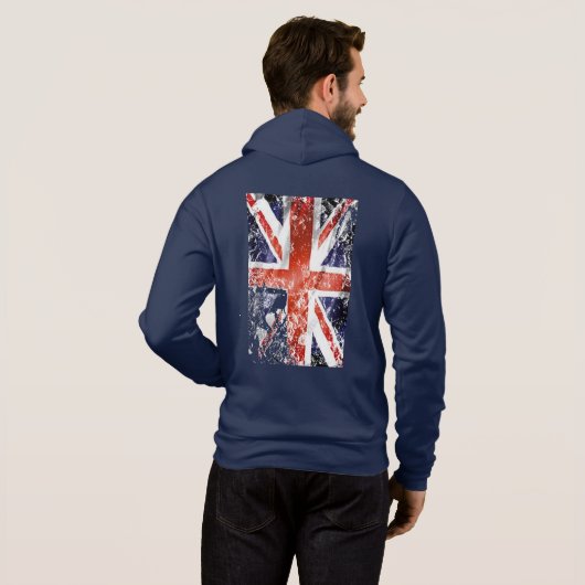 unijack U.K. vlag noodgedwongen ontwerp Hoodie (Achterkant volledig)