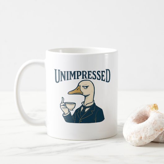 Unimpressed Duck Drinking Tea Meme Koffiemok (Met donut)