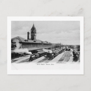 Union Depot treinstation, Denver, Vintage van Colo Briefkaart